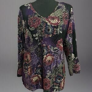 Chicos Blouse 2 Womens Medium Vintage Slinky Top Y2K 90s Fairy Goth Whimsigoth